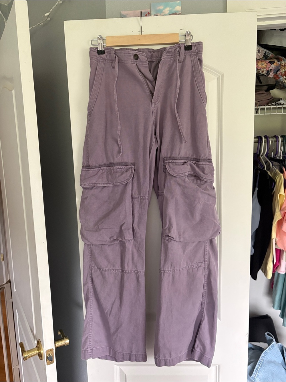 Arizona Jean Company Lavender Wide-Leg Cargo Jeans